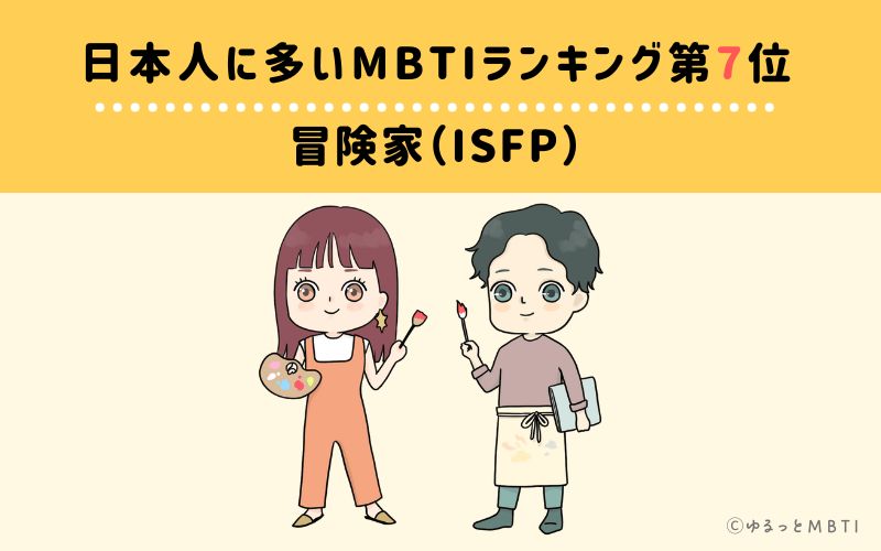 日本人に多いMBTIランキング7位　冒険家（ISFP）　6.74%