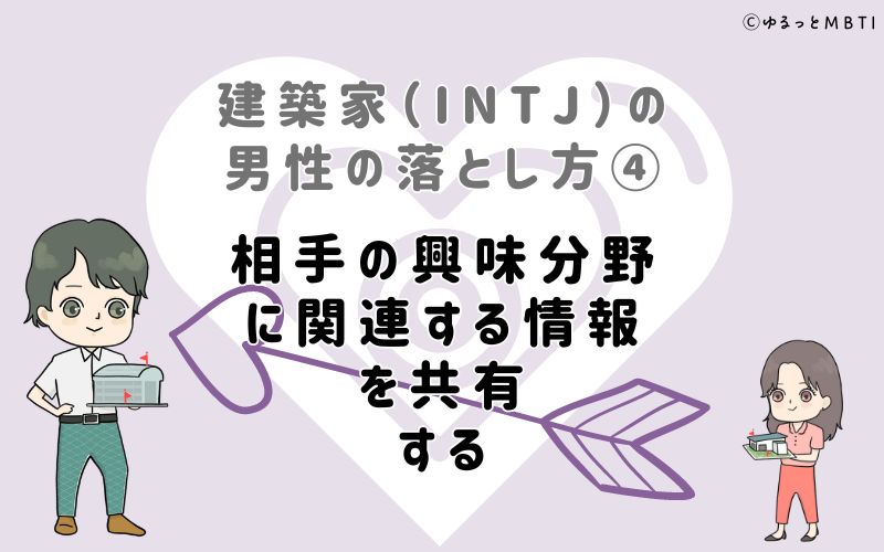 建築家（INTJ）の男性の落とし方4　相手の興味分野に関連する情報を共有する