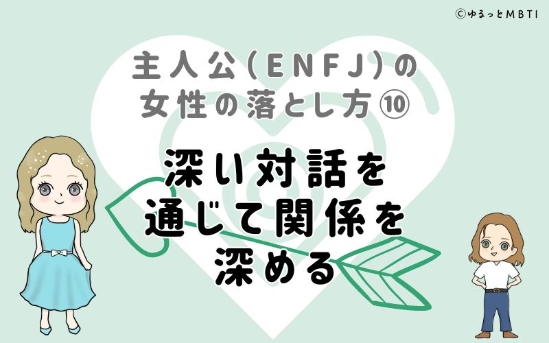 主人公（ENFJ）の女性の落とし方10　深い対話を通じて関係を深める