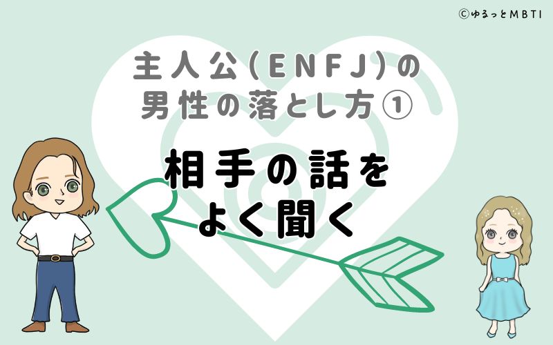 主人公（ENFJ）の男性の落とし方1　相手の話をよく聞く