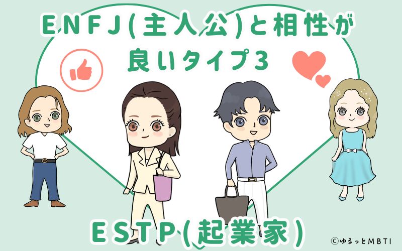 ENFJ(主人公)と相性が良いタイプ3　ESTP(起業家)