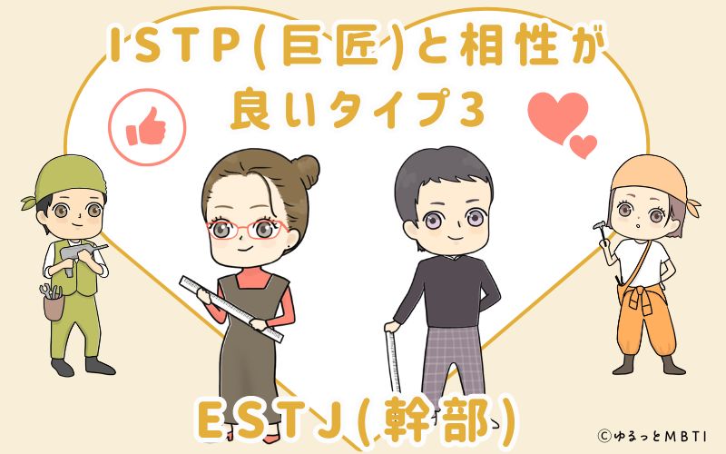 ISTP(巨匠)と相性が良いタイプ3　ESTJ(幹部)