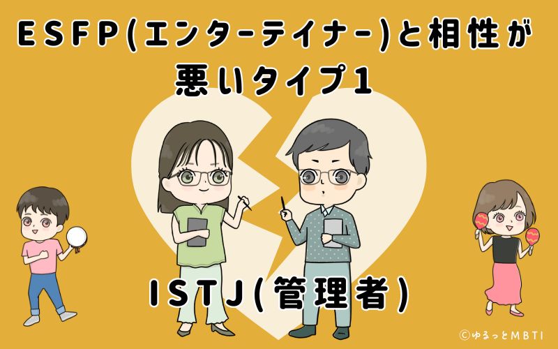 ESFP(エンターテイナー)と相性が悪いタイプ1　ISTJ(管理者)