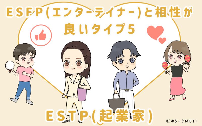 ESFP(エンターテイナー)と相性が良いタイプ5　ESTP(起業家)