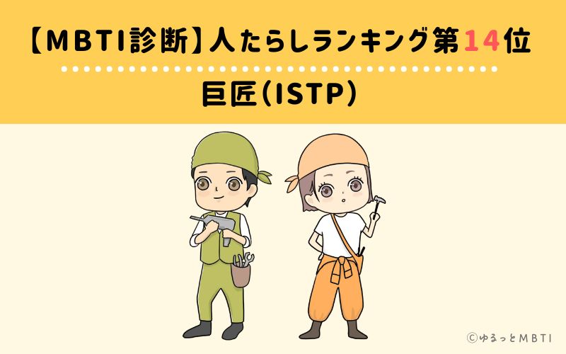 【MBTI診断】人たらしランキング14位　巨匠（ISTP）