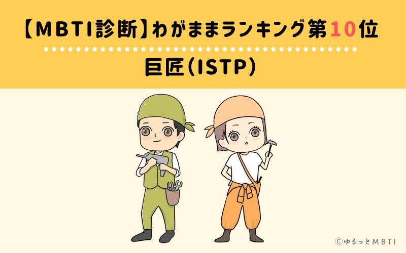 【MBTI診断】わがままランキング10位　巨匠（ISTP）