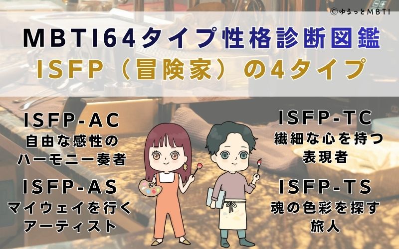 MBTI64タイプ性格診断図鑑：ISFP（冒険家）の4タイプ